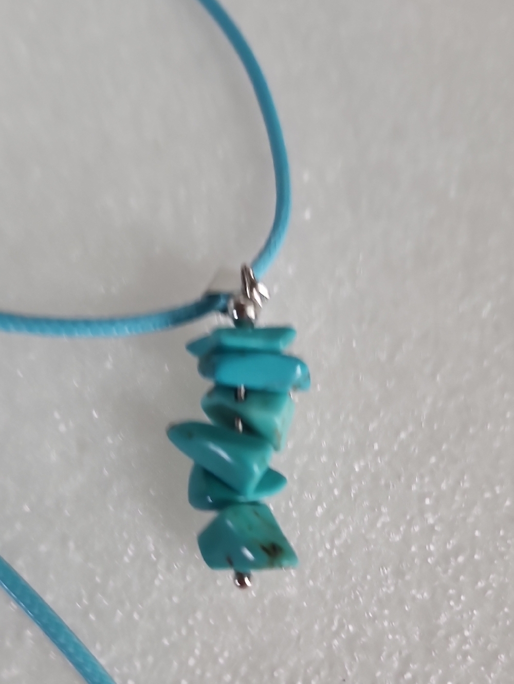 Hand Crafted Turquoise Chip Pendant Necklace - Blue